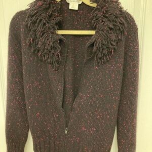 Oscar De La Renta Black  and Pink Cardigan Sweater